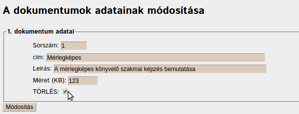 Dokumentum törlése
