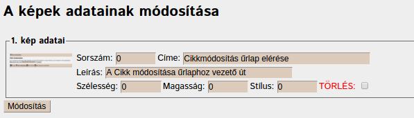 Képek adatainak módosítása