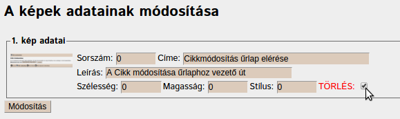 Cikk képeinek törlése
