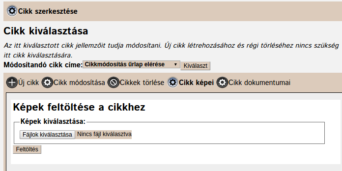 Képek feltöltése cikkhez