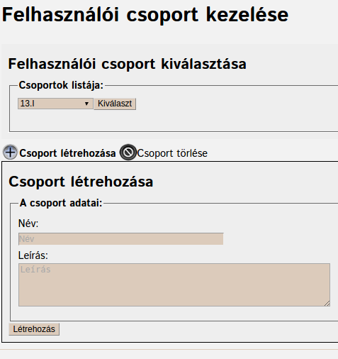 Felhasználói csoport létrehozása