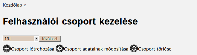Felhasználói csoport kiválasztása