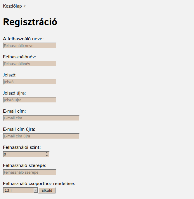 Regisztrációs űrlap 1