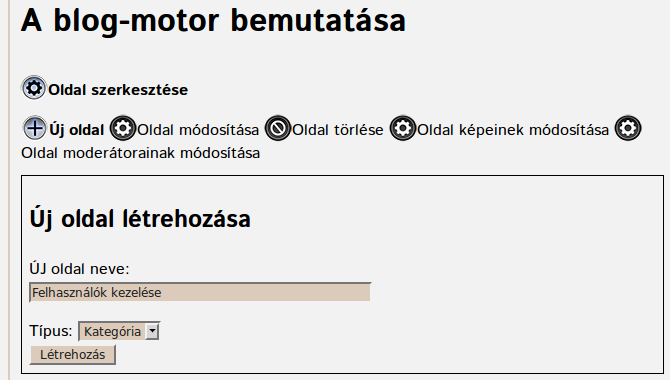 Új oldal létrehozása