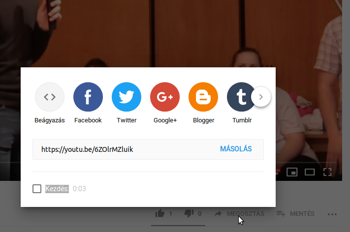 YouTube megosztás