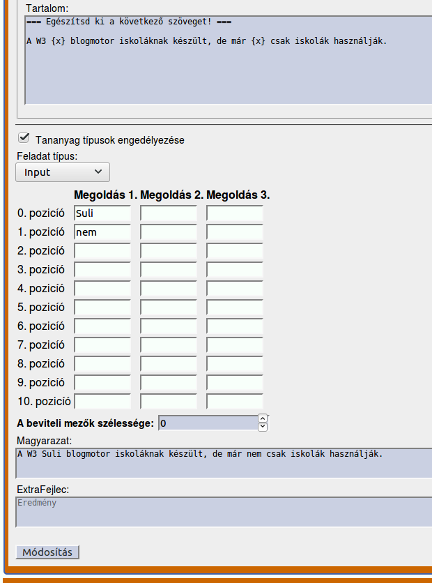 Feleletkiegészítős feladat