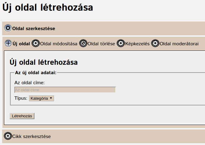 Új oldal létrehozása