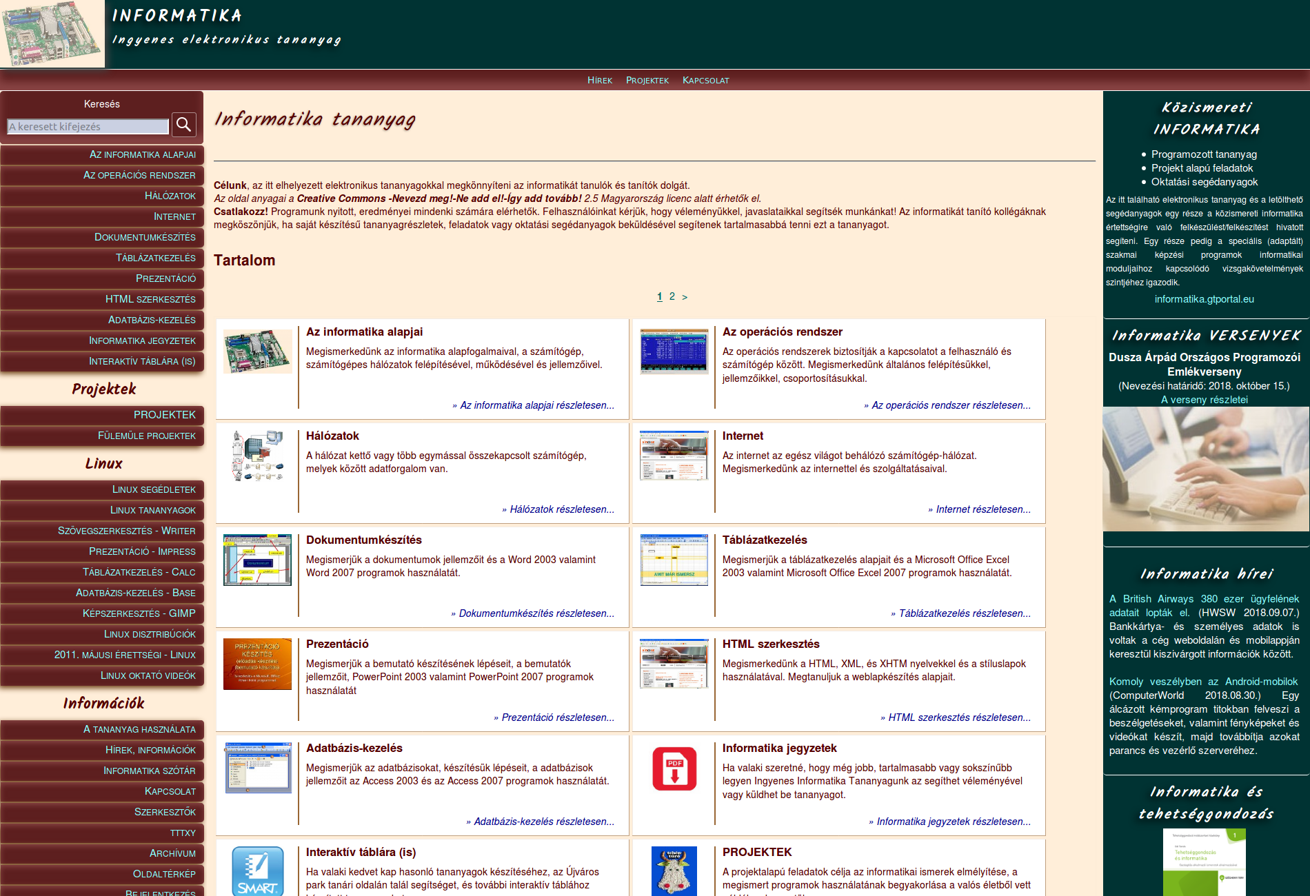 Informatika tananyag