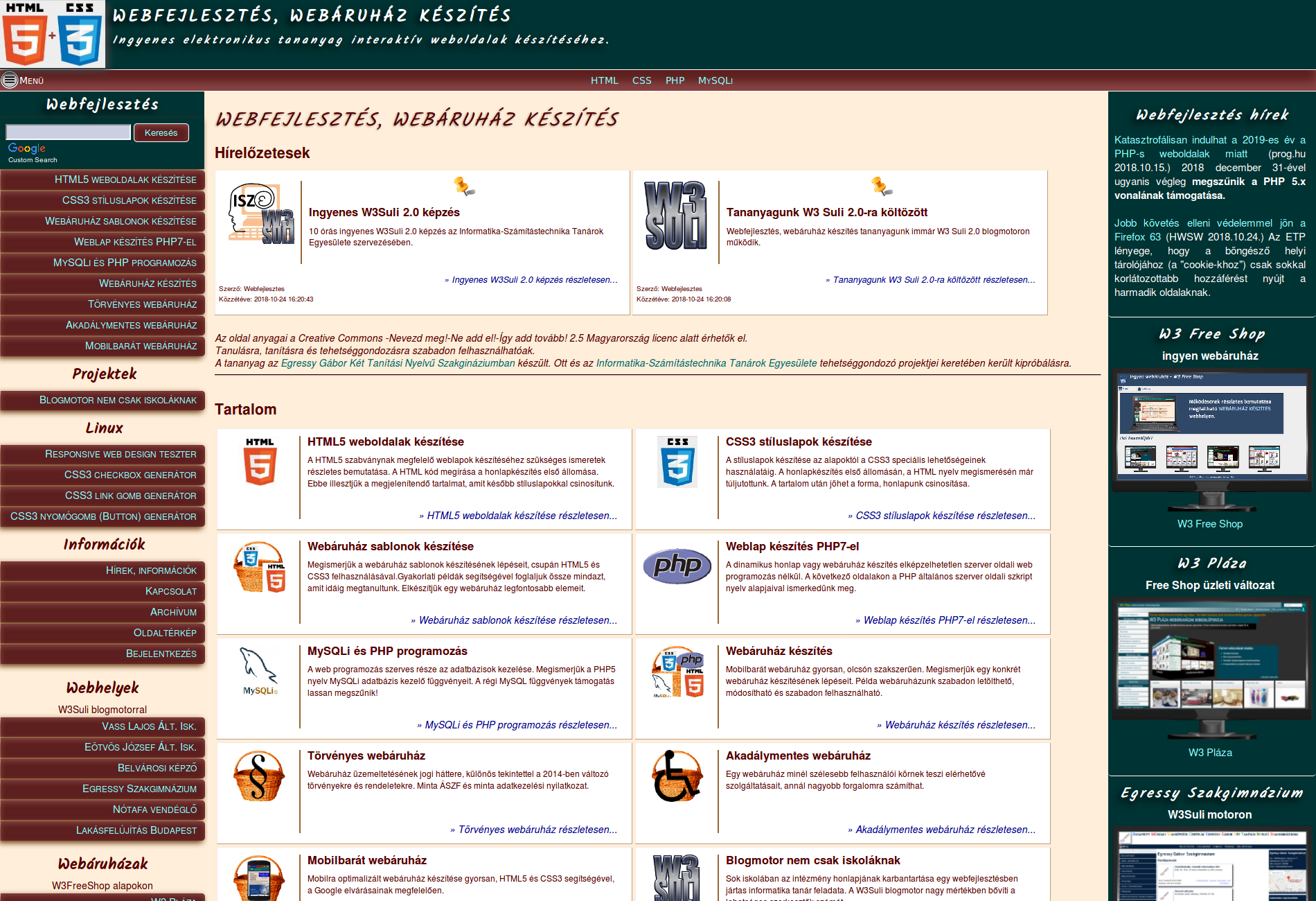 Webfejlesztés tananyag